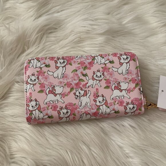 DISNEY Aristocat Marie Floral Zip Around Wallet in Pink/White - Picture 4 of 5